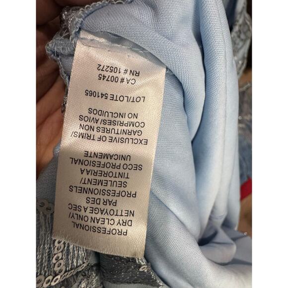 JS Collections Julia Cap Sleeves Column Gown Light Blue Size 10 NWOT - Picture 10 of 12